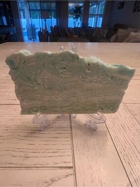 Large Caribbean Calcite Slab Decorative Display with Stand